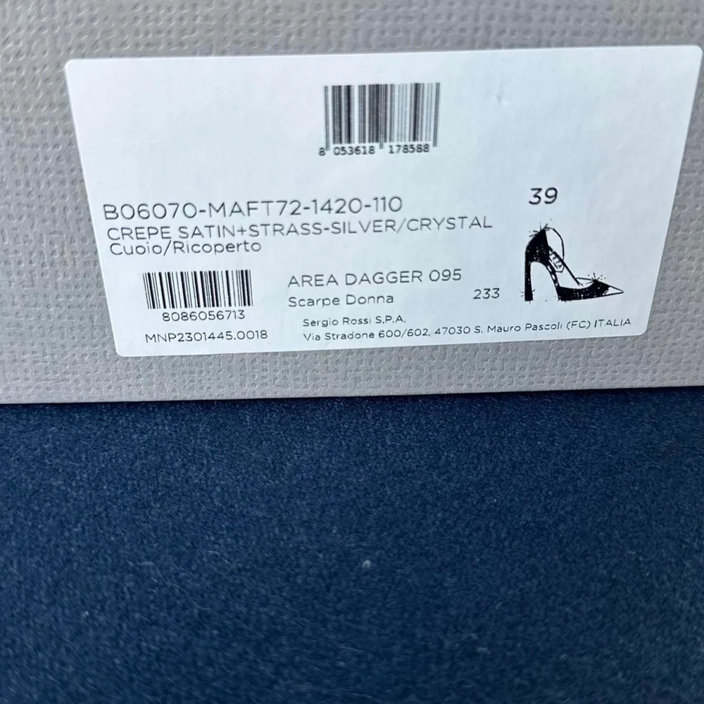 NWT Authentic - Sergio Rossi x Area 95mm rhinestone pumps size 39EU